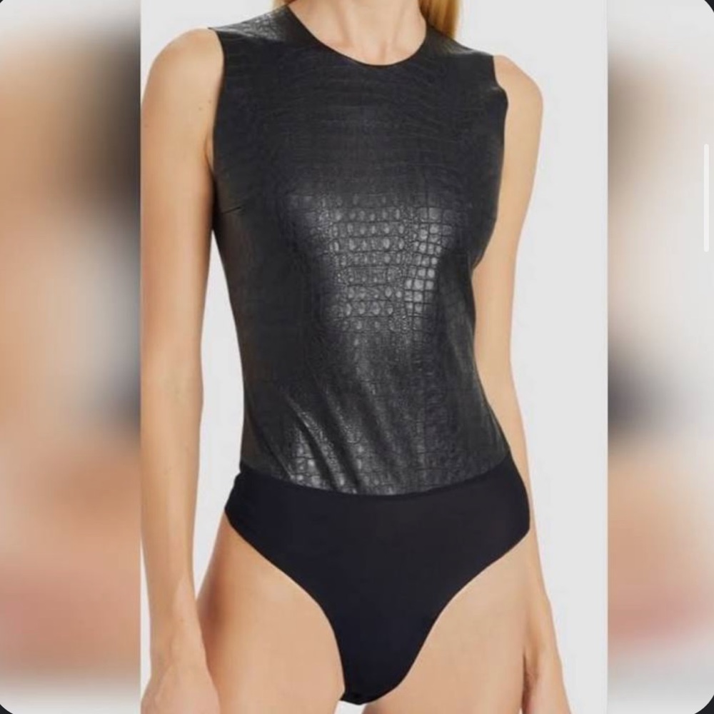 Commando black faux snake print bodysuit